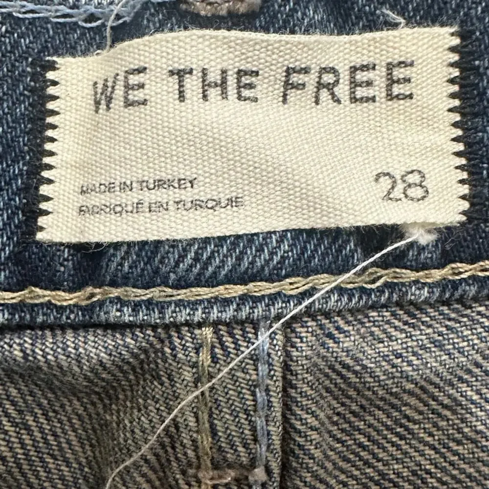 We The Free Cora Mid-Rise Slouchy Boyfriend Jeans Wide Leg Dark Wash, 28 EUC